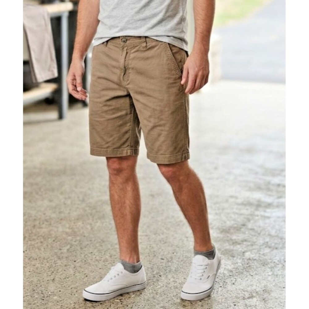 Men's Cotton WP Weatherproof Khaki Shorts Utility Cargo Hiking Tech Fabric, 34